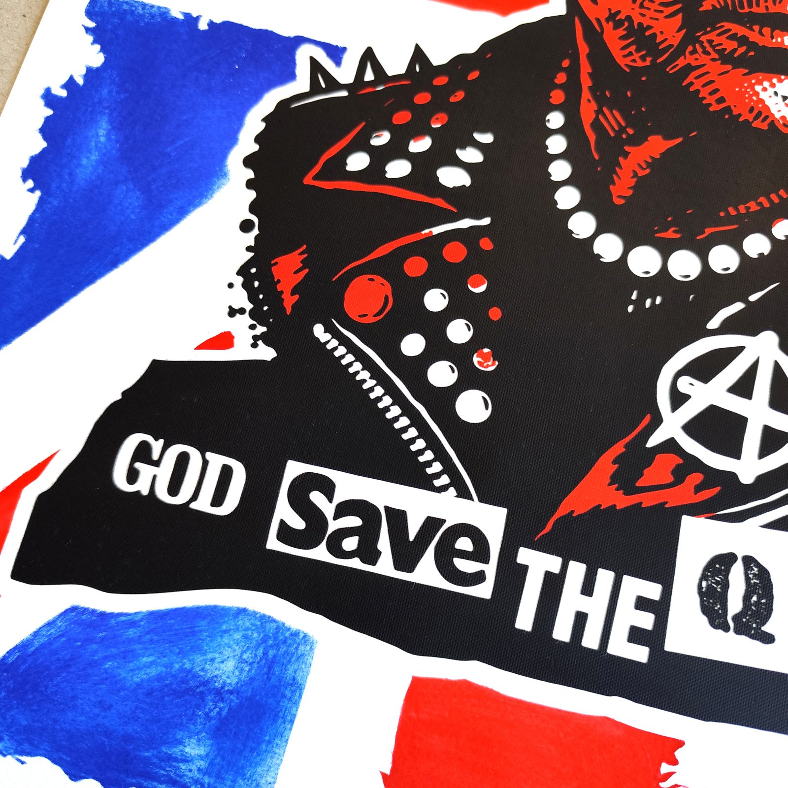 God Save The Queen a2 size mixed media on 300 gsm paper | noaprints
